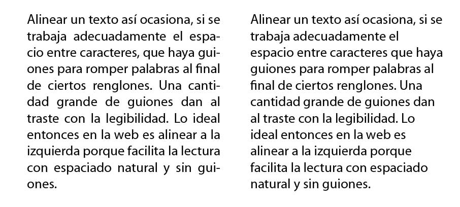 Alineamientos de texto en web