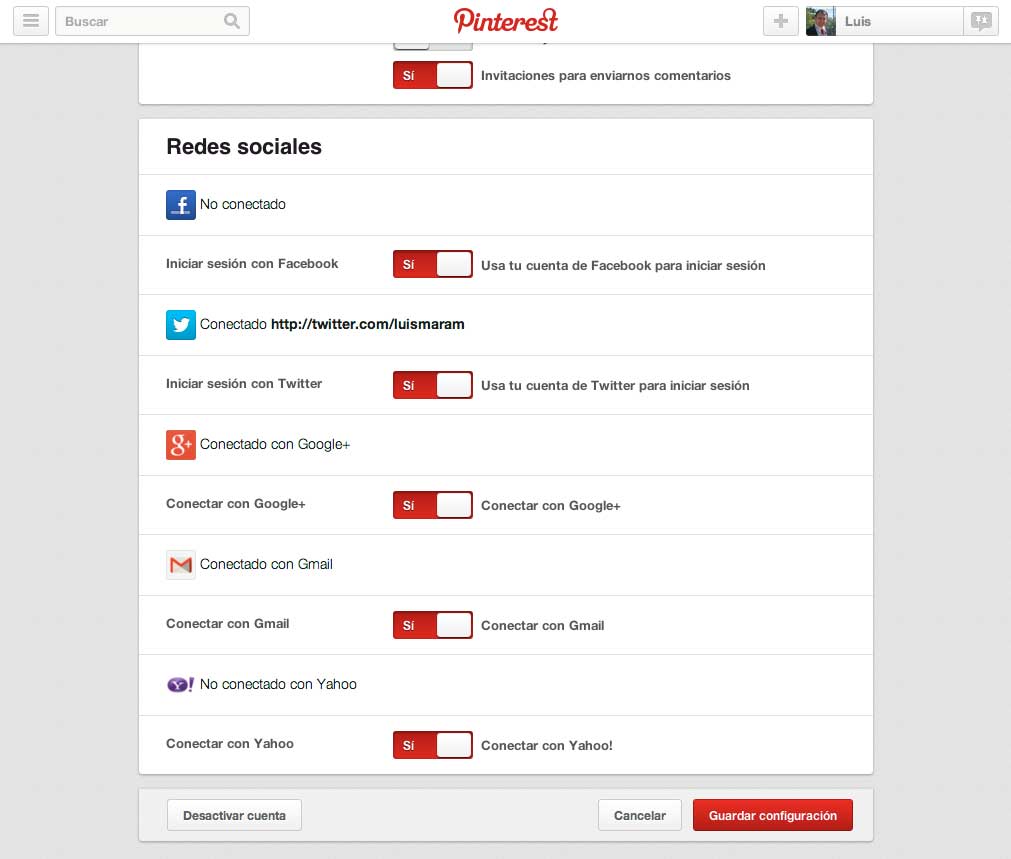 Pinterest y Facebook