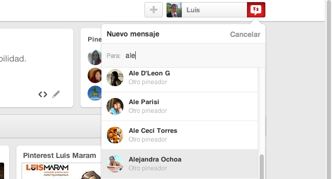 Mensajes en Pinterest