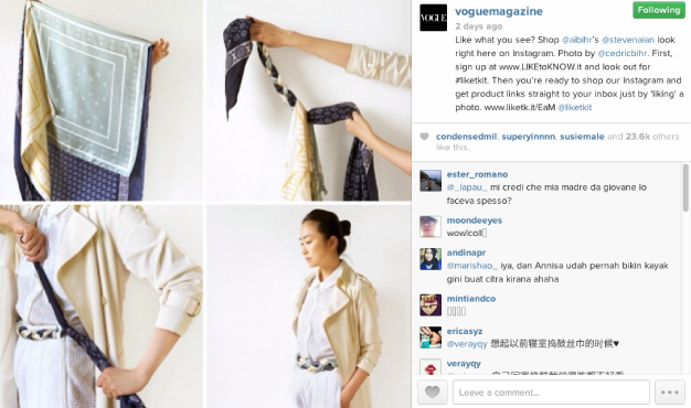 Vogue e-commerce vía Instagram