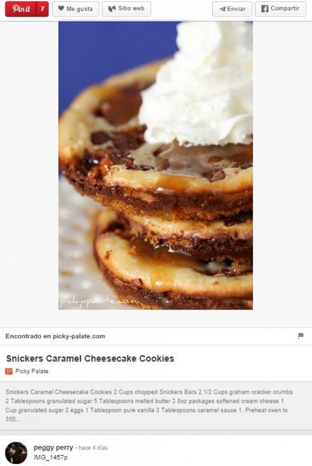 Snickers Caramel Cheesecake Cookies ejemplo de descripcion