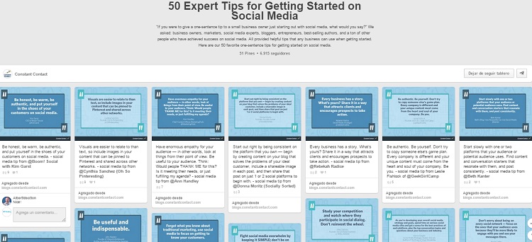 Tablero 50 Expert Tips de ConstantContact