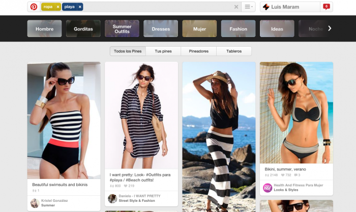Busqueda guiada Pinterest