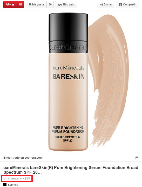 ejemplo de rich pin por Sephora