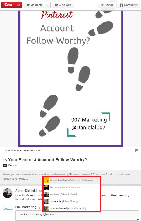 Engagement con Pinterest