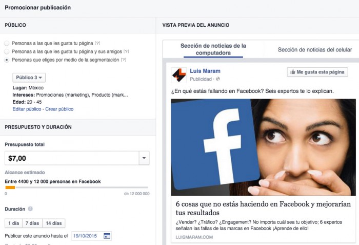 Cómo promocionar contenido en Facebook