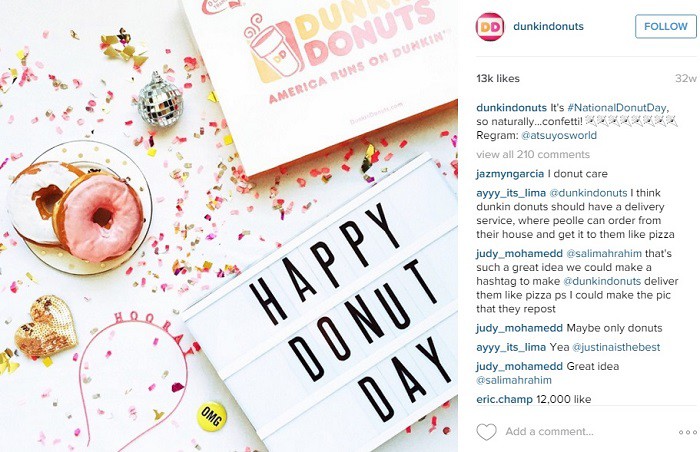 Ejemplo-celebrar-DunkinDonuts-en-Instagram