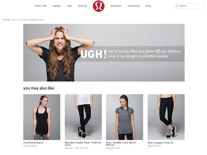 Landing-page-Lululemon-producto-no-disponible