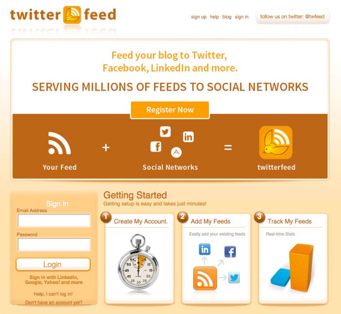 Como distribuir contenido. Twitterfeed.