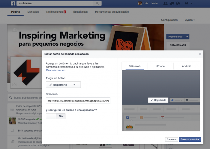 Suscribir usuarios Facebook