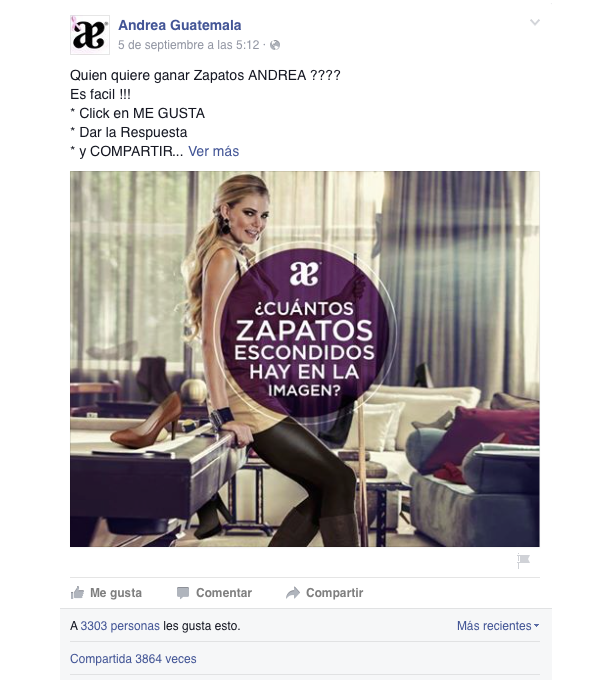 Ejemplo concurso en Facebook