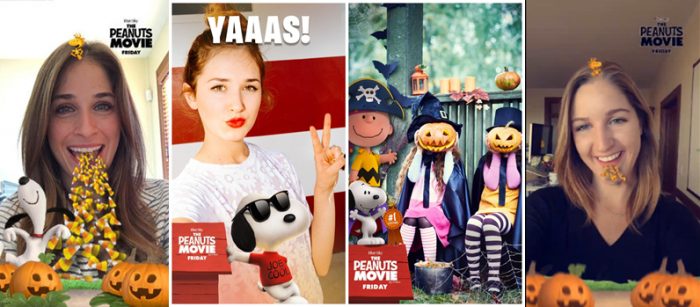 usando lentes de Snapchat