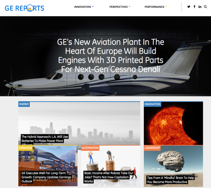 GE - Ejemplo marketing contenidos