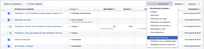 Evaluar tus anuncios de Facebook