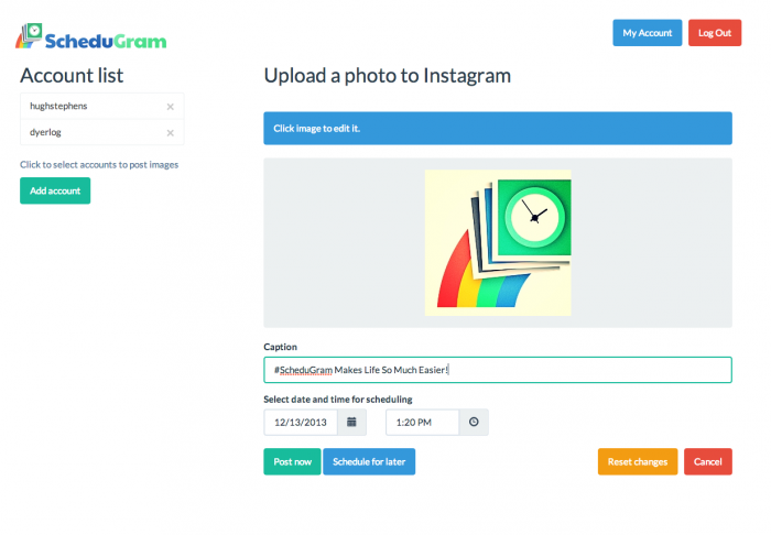 Contenido programado en Instagram