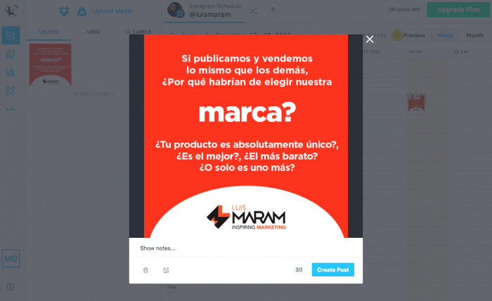 Programar contenido en Instagram