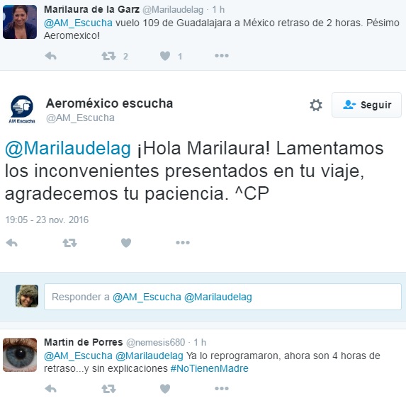 Ejemplo de silencio por el community manager despues de queja