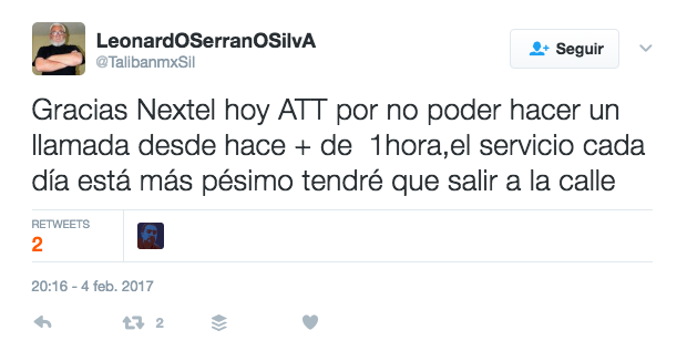 Queja en Twitter