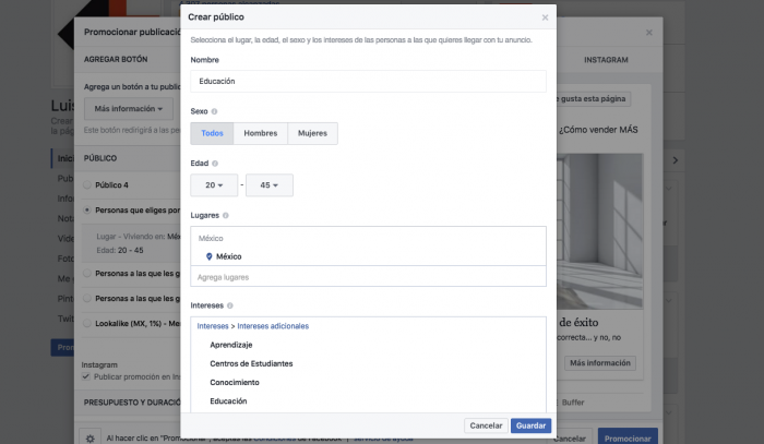 Segmentacion de Facebook