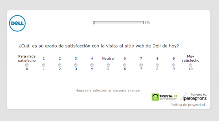 Ejemplo de Net Promoter Score