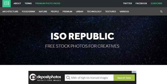 Uno de los mejores bancos de imagenes gratis, ISO Republic