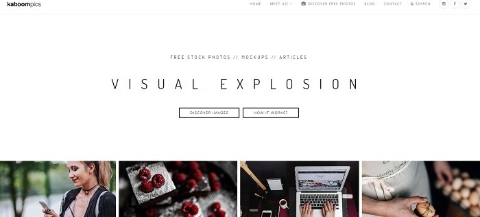 Uno de los mejores bancos de imagenes gratis, Kaboom Pics
