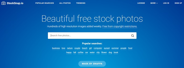 Uno de los mejores bancos de imagenes gratis, Stocksnap.io