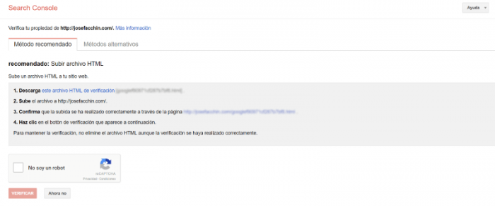 Guía de Webmaster Tool - verificar sitio web