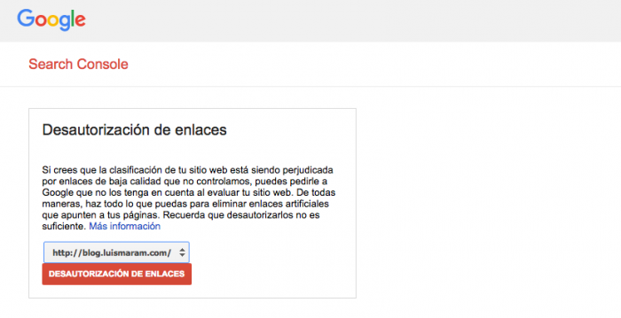 Desautorizar enlaces con Google