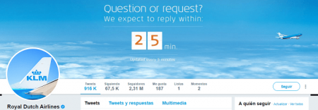 Portada de KLM en Twitter