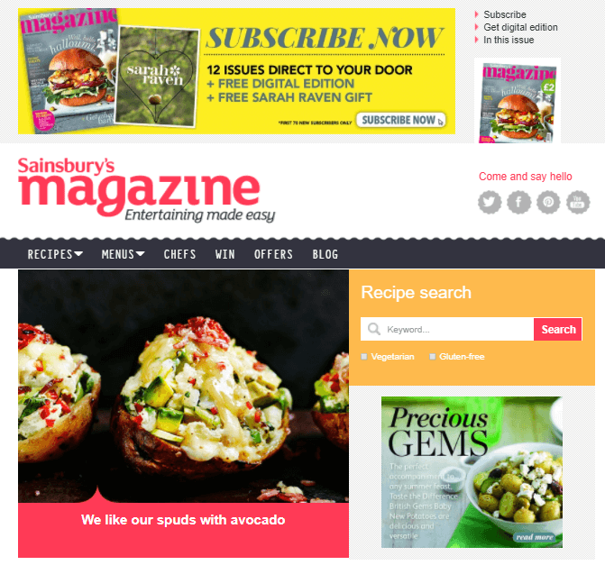 Revista de recetas de la marca Sainsbury