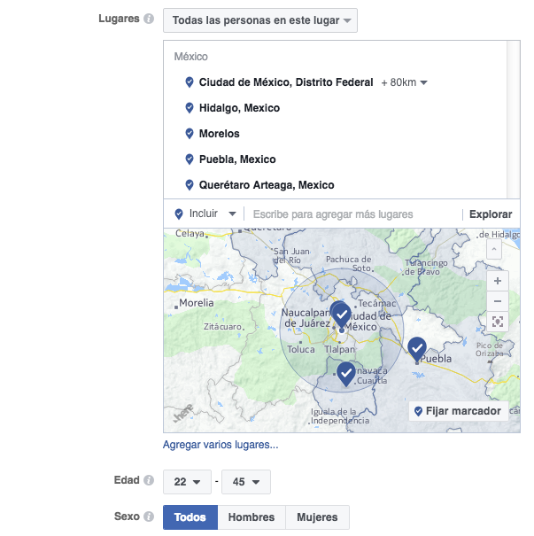 Anuncios de Facebook para pequeños negocios - segmentacion