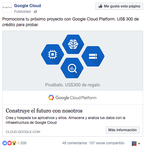 Oferta en anuncios de Facebook
