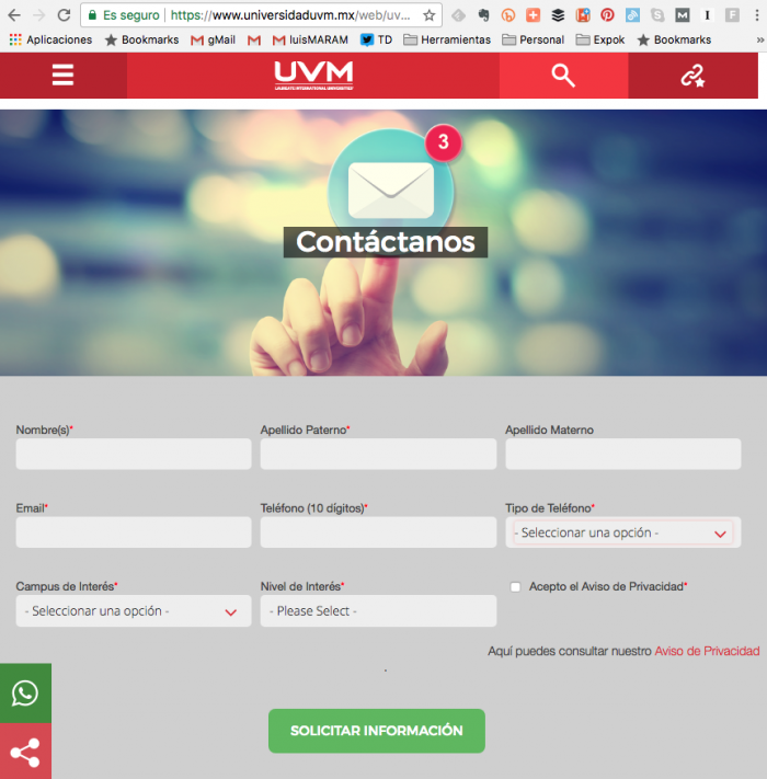 Mas conversiones desde el formulario de contacto