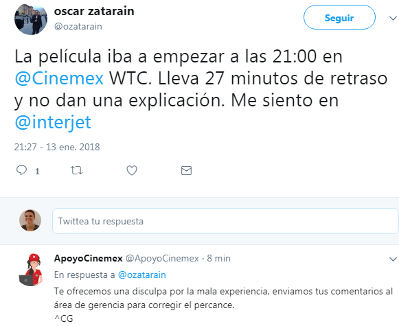 Ejemplo de no responder a queja