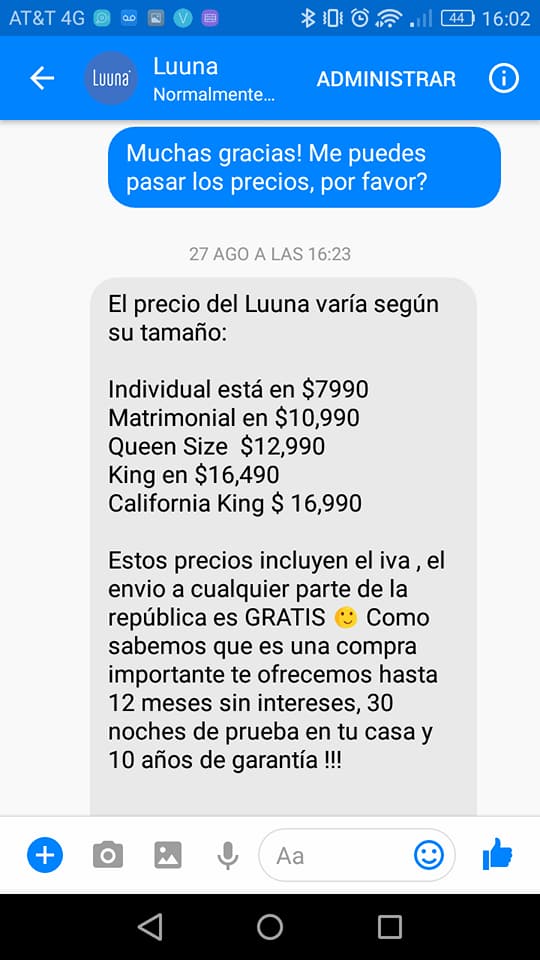 Luuna caso de exito de servicio al cliente en Messenger