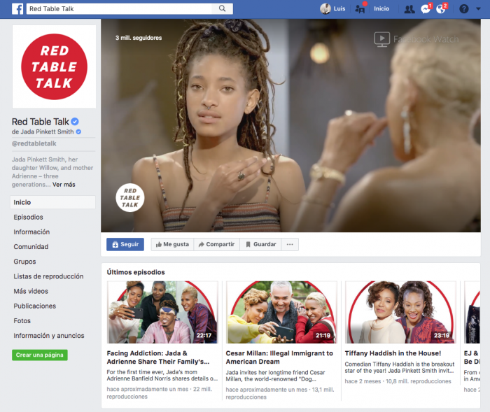  Ejemplo de Facebook Watch