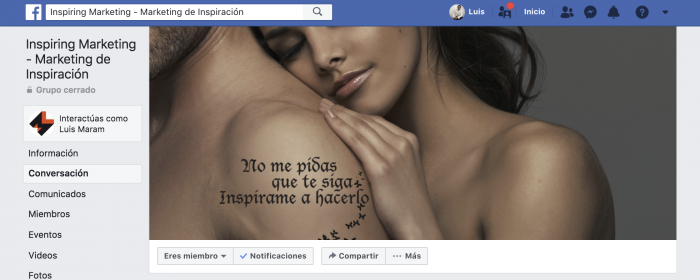 Grupo de Facebook de Marketing de Inspiración