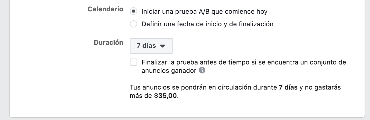 Calendario entre anuncios de facebook vs anuncios de Instagram