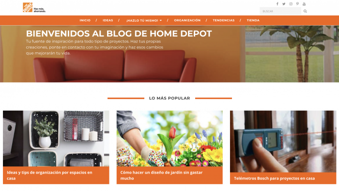 Ejemplo de contenidos en sitio