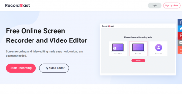 RecordCast Herramienta gratuita para grabar la pantalla de tu computadora y editar el video