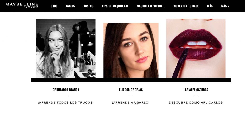 Maybelline, ejemplo de sitios de contenidos