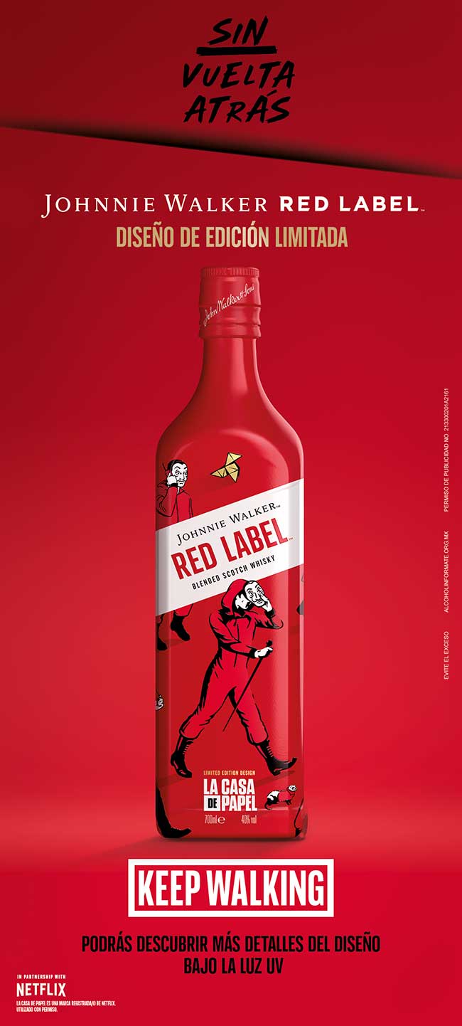 Botella Johnnie Walker y La Casa de Papel