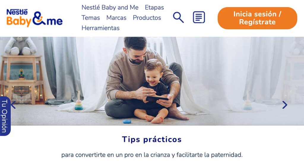 Estrategia de contenido simple; ejemplo. Nestlé Baby&Me