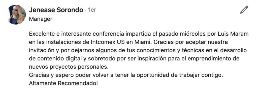 Testimonios de las conferencias de Marketing