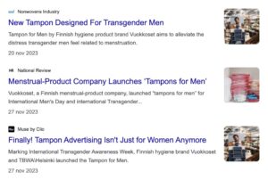 Publicity tampones hombres trans