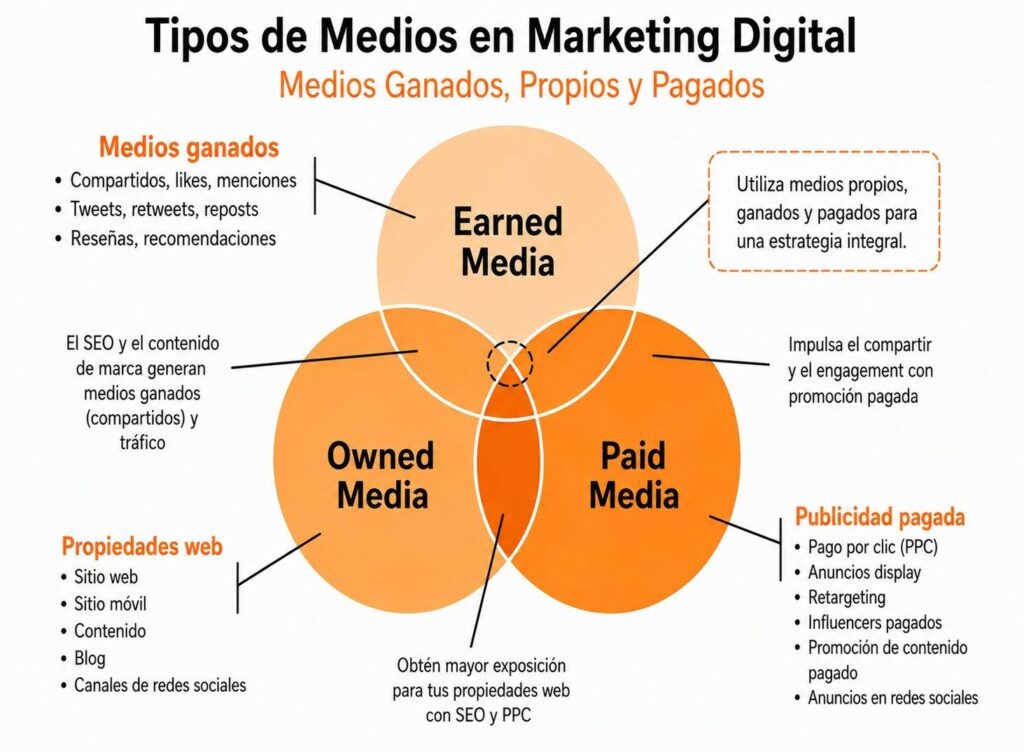 Medios pagados, ganados, propios